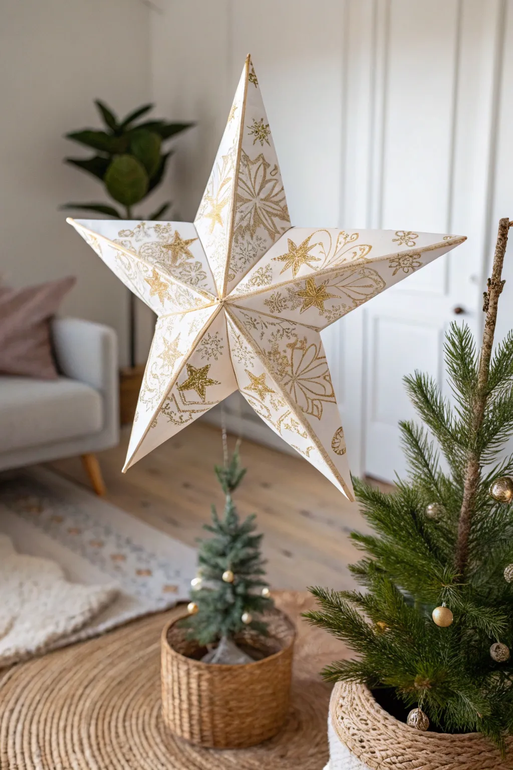 Elevate your holiday decor with a charming decoupaged star topper, the perfect blend of simplicity and elegance.