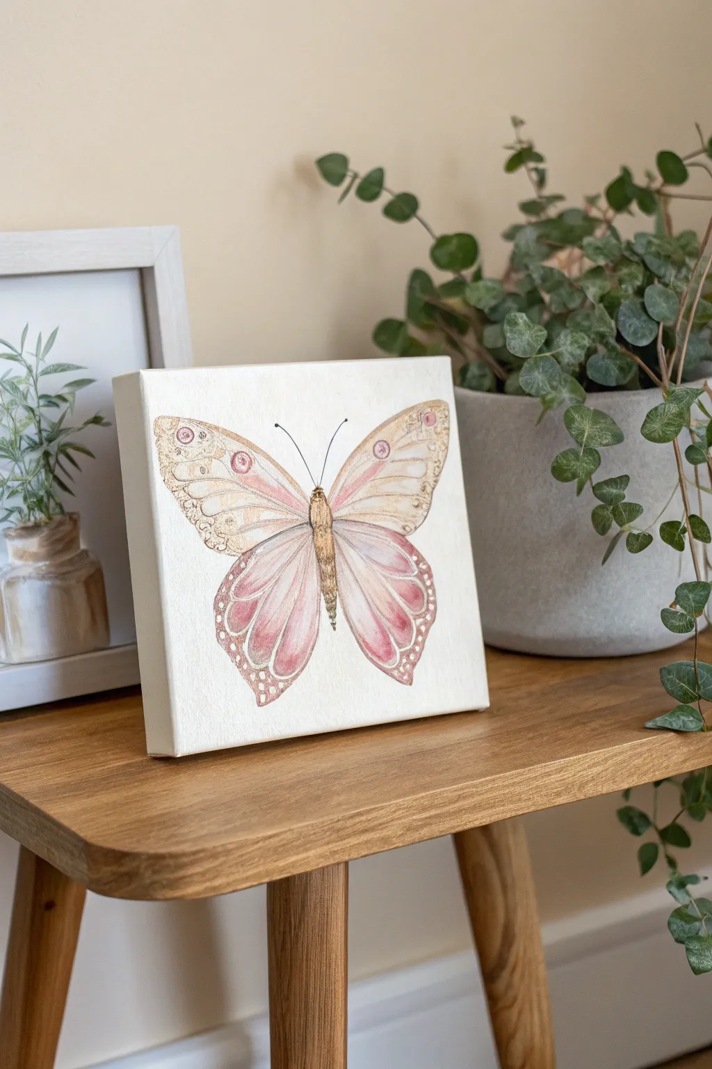 Embrace simplicity with a touch of nature: a minimalist decoupage masterpiece.