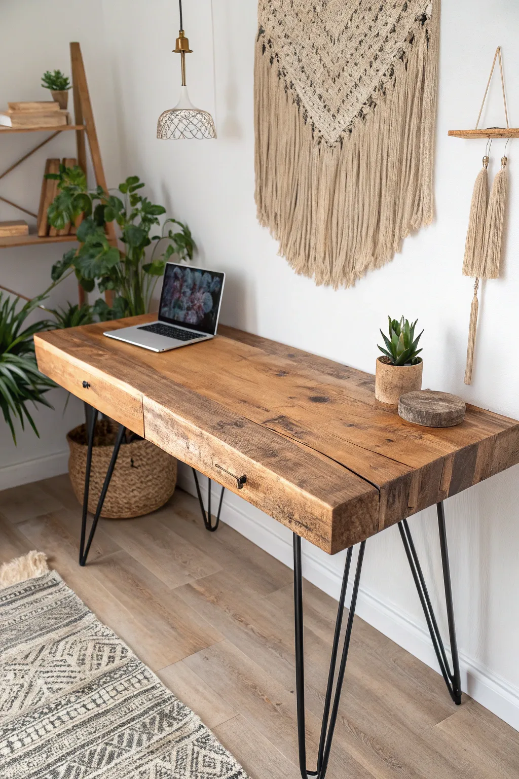 Elevate your workspace with the timeless beauty of reclaimed wood—where sustainability meets style.