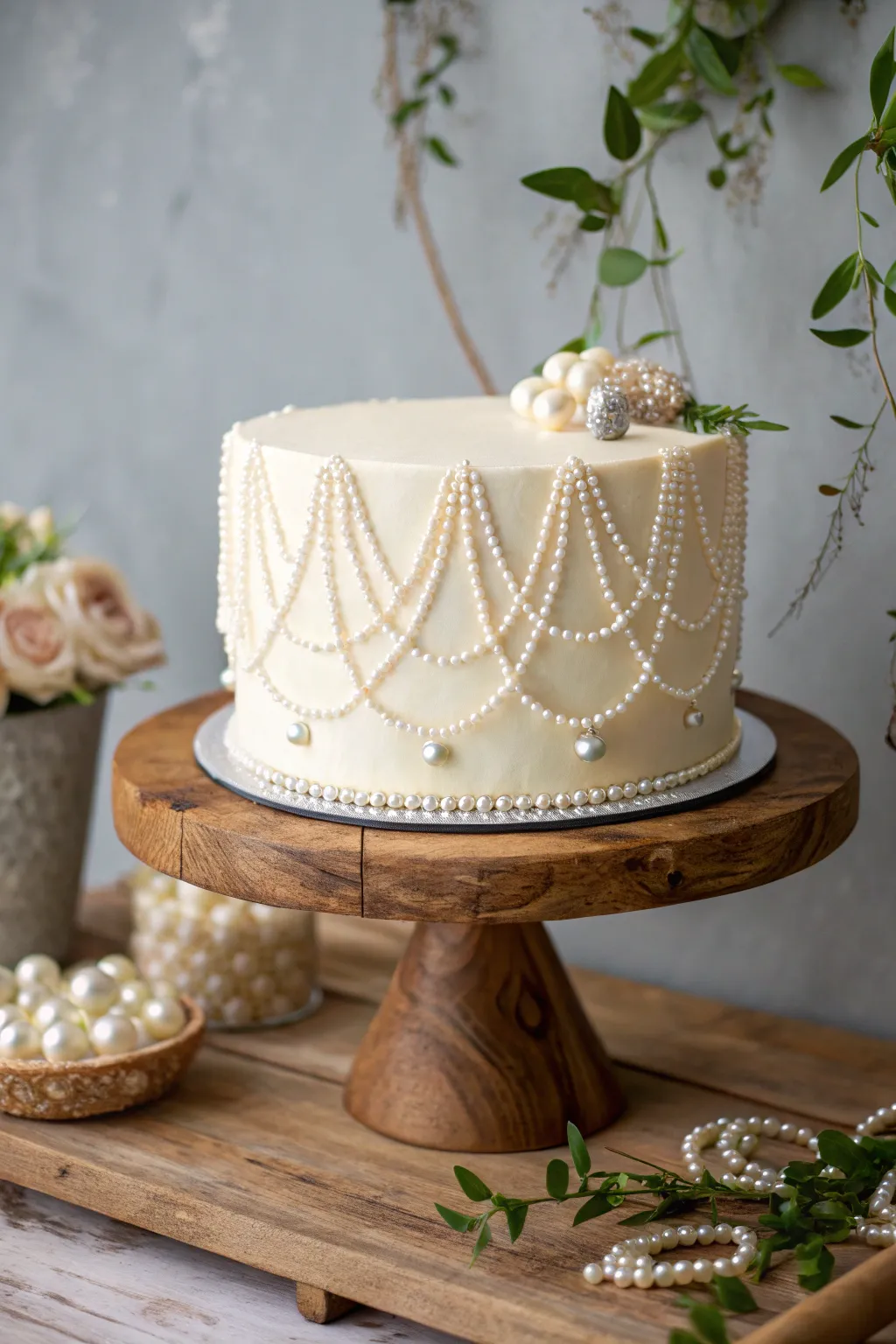 Timeless elegance in every bite: a cake where vintage glamour meets minimalist charm.