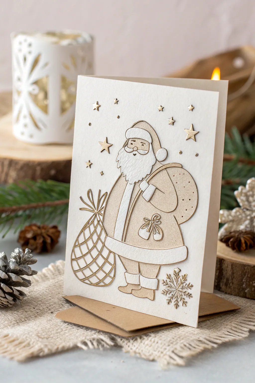Santa's Surprise: A minimalist touch to your festive greetings, bringing handcrafted joy to the season.