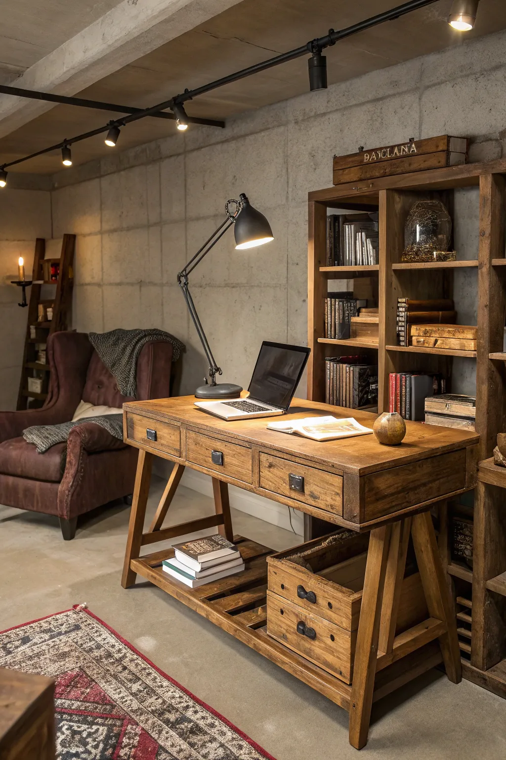 Transform your basement into a multifunctional haven with handcrafted elegance.