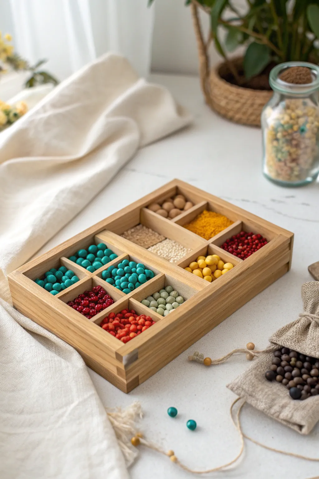 Organize your beads in style with this chic Scandinavian-inspired pill organizer. Perfect for the creative soul on the go!