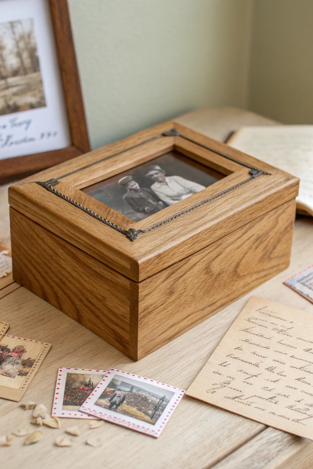 A touch of nostalgia: Store your memories beautifully with this rustic photo frame box.