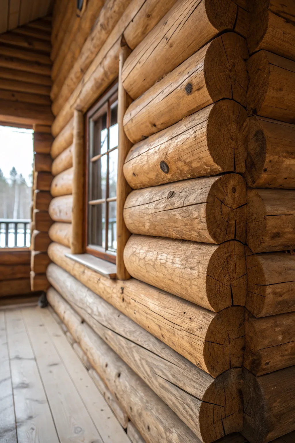 Experience the art of craftsmanship with rustic log walls that bring warmth and tradition to any space.