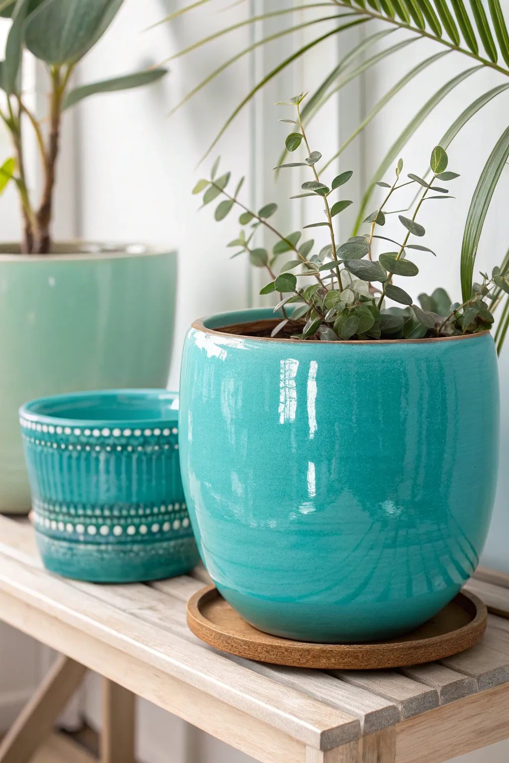 Elevate your space with DIY elegance: a faux ceramic plant pot in stunning turquoise.
