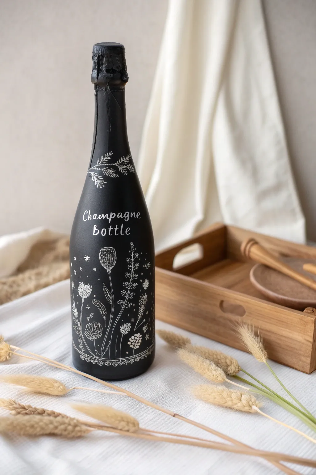 Transform your champagne bottle into a creative chalkboard canvas for your next gathering!