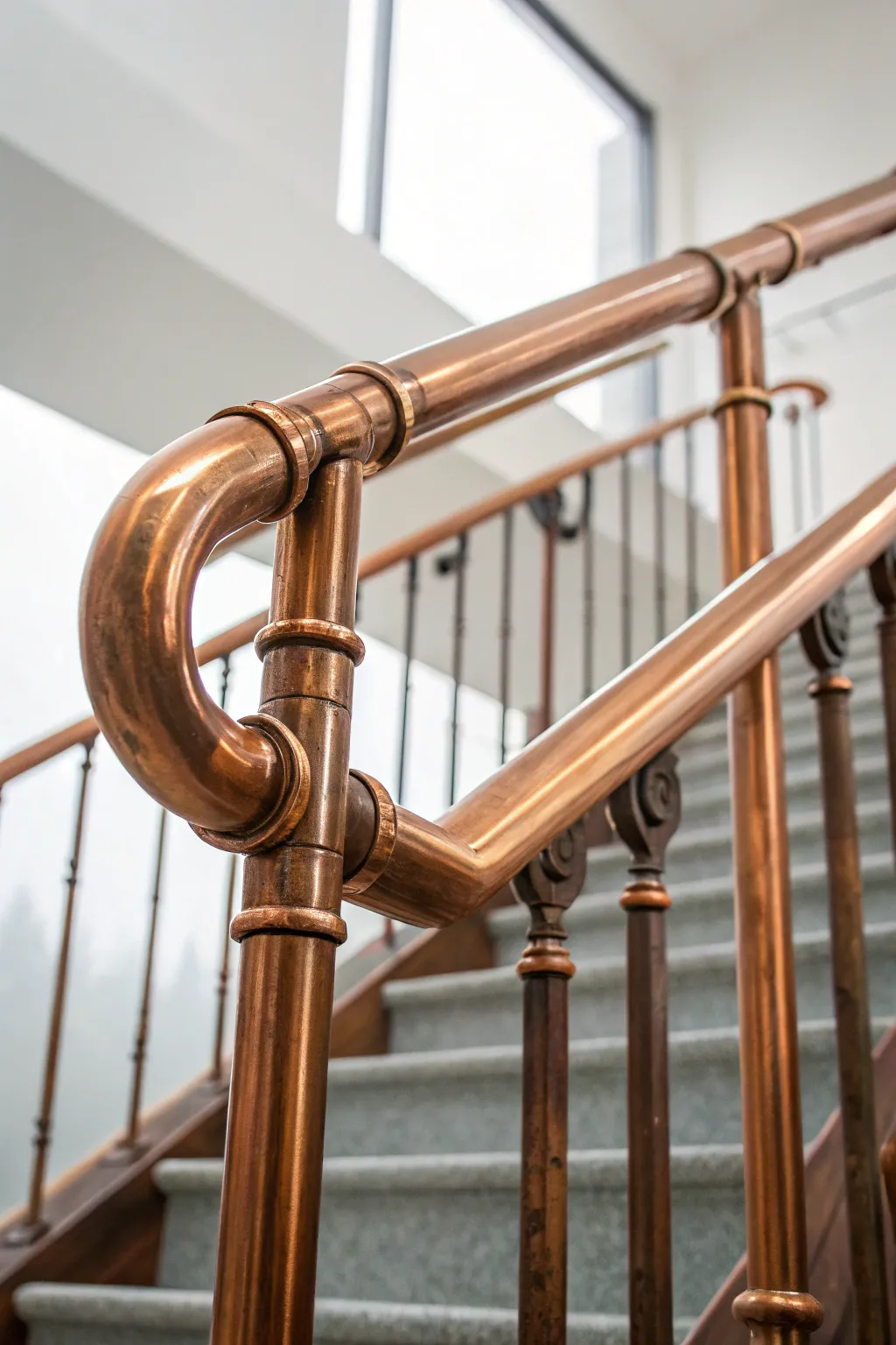 Elevate your staircase with the timeless elegance of copper craftsmanship.