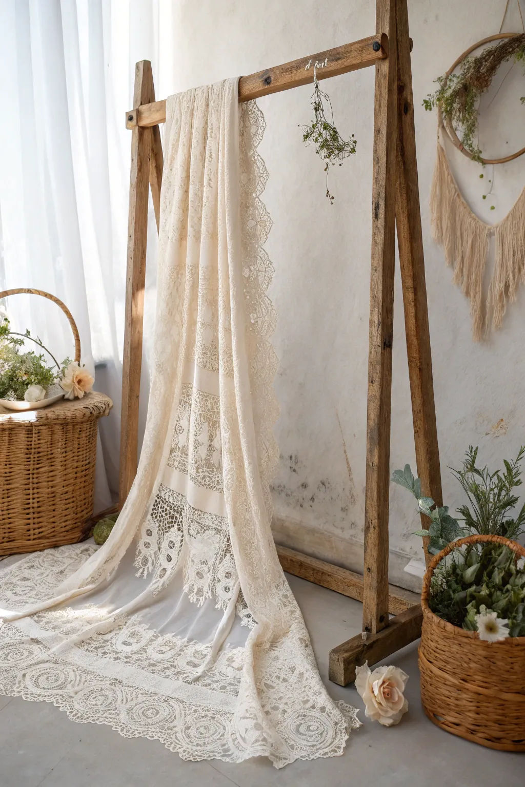 Embrace timeless romance with a vintage lace backdrop.