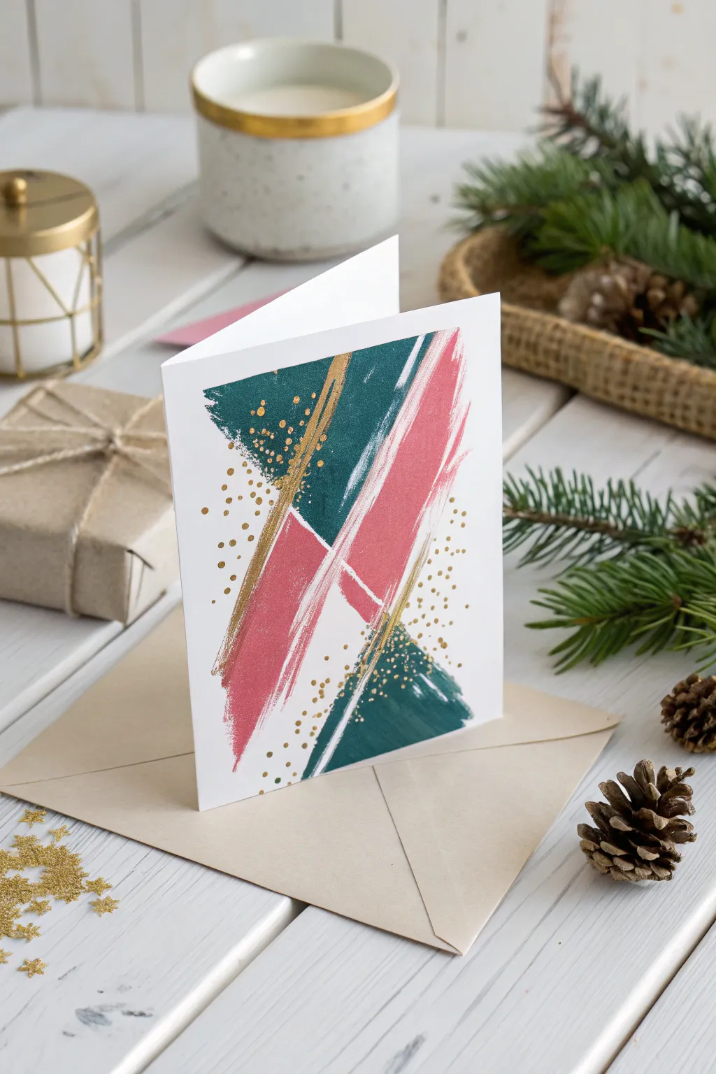 Unleash your creativity with abstract Christmas card designs that blend bold colors and minimalist beauty. #DIYHolidayCharm