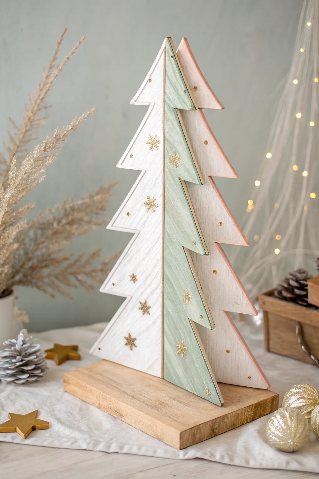 Embrace the season with a touch of natural elegance - discover the charm of a minimalist plywood Christmas tree.