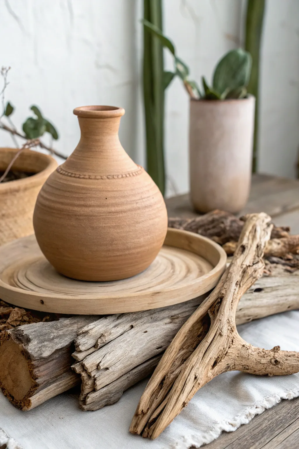 Bring the serene beauty of the seaside into your home with this stunning clay and driftwood propagation station. Perfect for the minimalist boho touch!