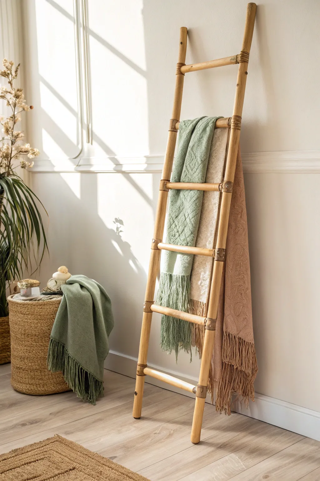 Elevate your craft show display with a bamboo ladder—where sustainability meets style.