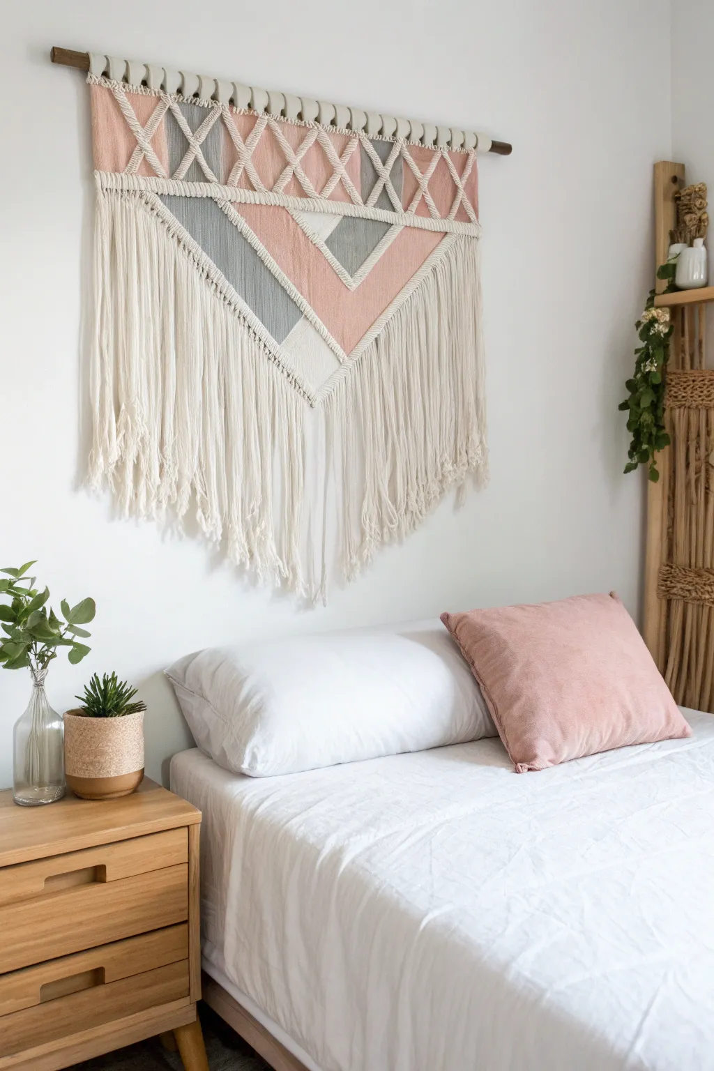 Elevate your dorm room with a DIY geometric headboard that blends minimalist charm and artistic flair!