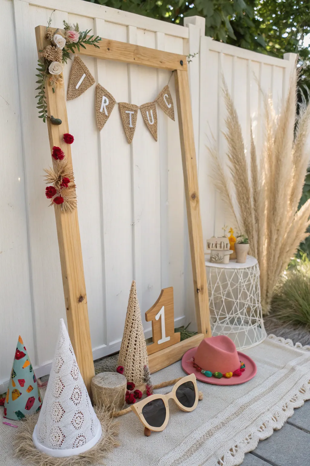 Capture joyous moments with our whimsical photo booth setup, perfect for creating lasting memories on your little one's special day!