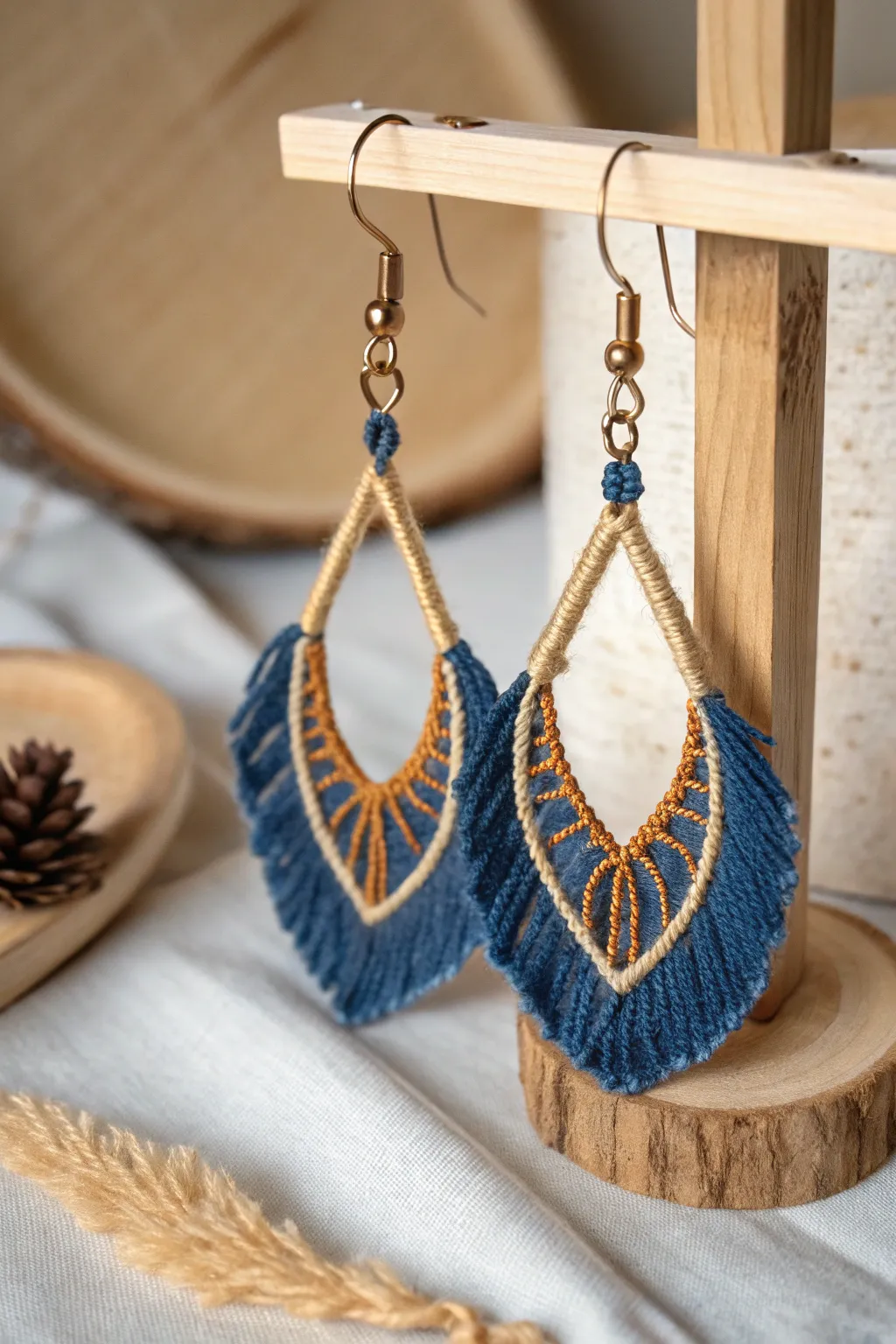 Repurposed denim earrings: a touch of boho elegance for your unique style.