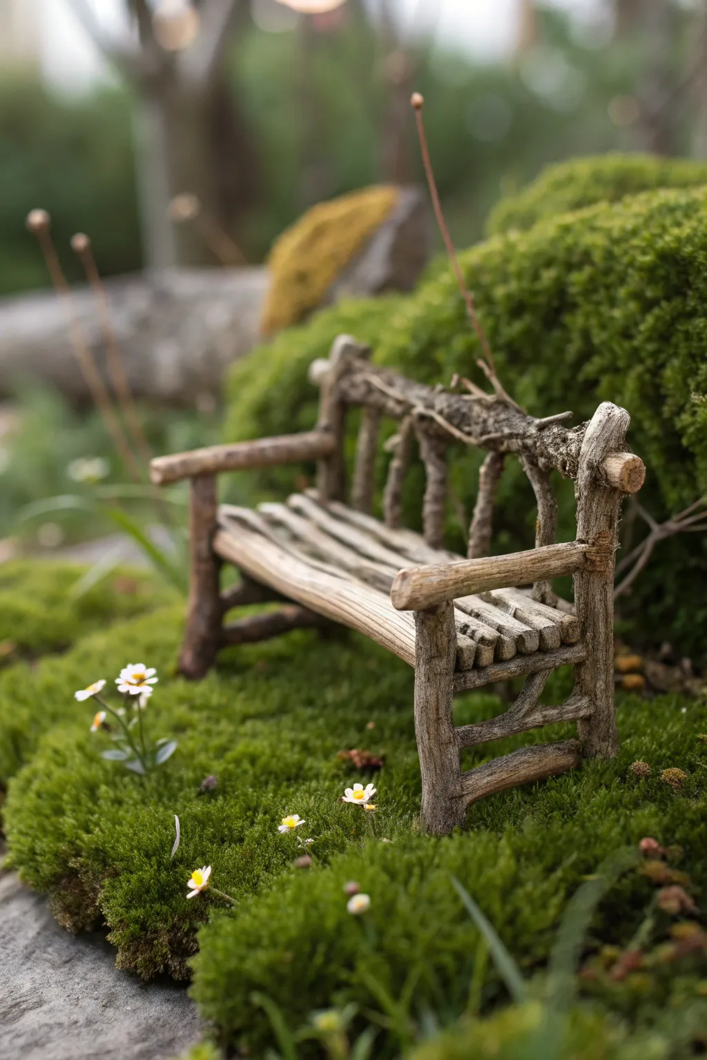 Discover the charm of tiny handcrafted furniture for your gnome garden.