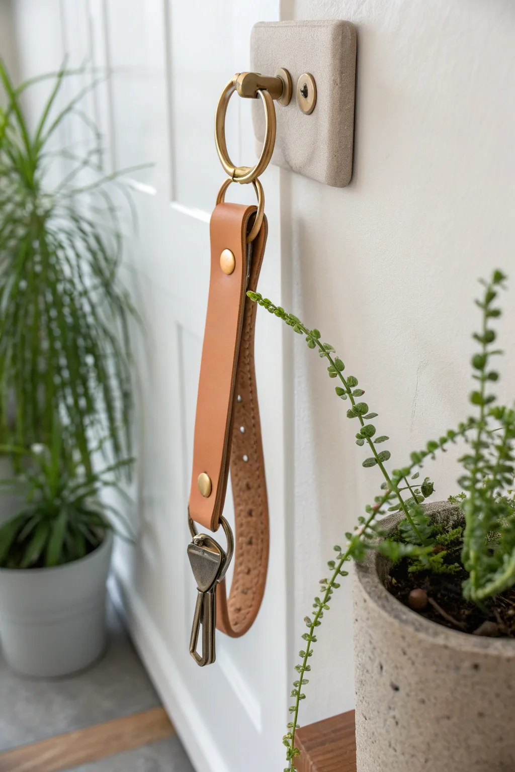 Elevate your entryway with this elegant leather strap key holder, where minimalist design meets luxurious craftsmanship.