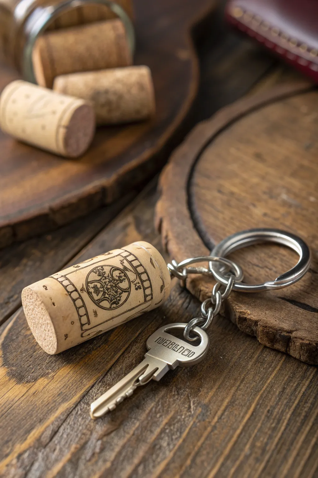 Elevate your style with this eco-friendly cork keychain – a perfect blend of sustainability and craftsmanship.