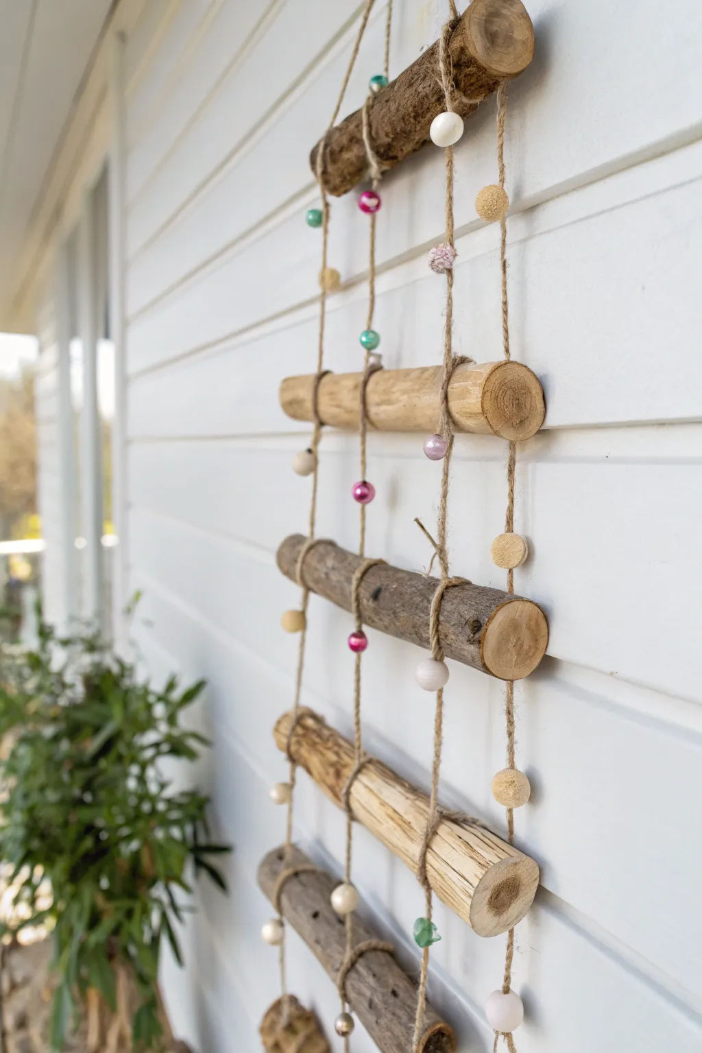 Add a touch of rustic elegance to your home this holiday season with a handcrafted hanging log garland, perfect for lovers of Scandinavian minimalism and boho charm.