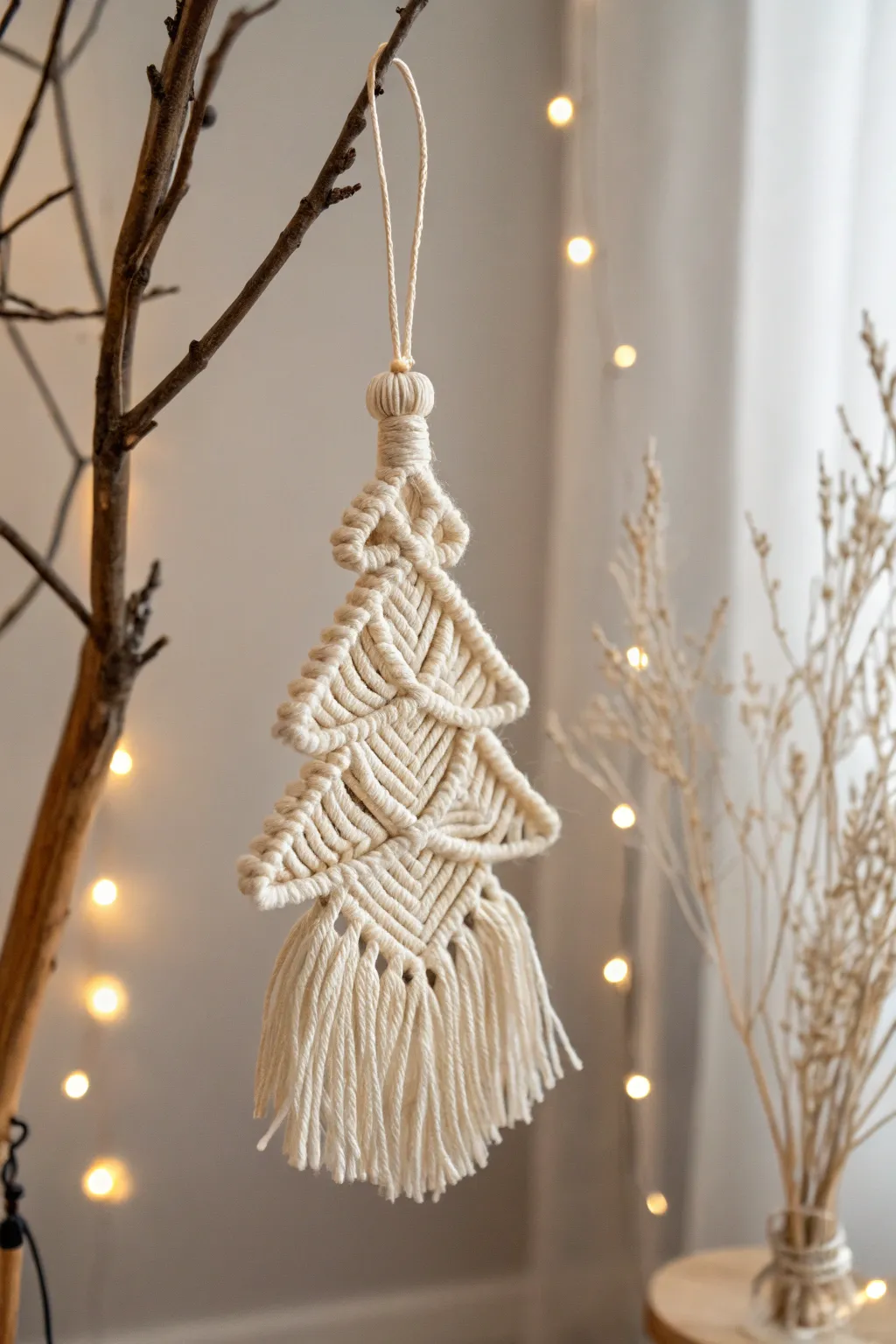 Elevate your holiday decor with the timeless elegance of handmade macrame tree ornaments.