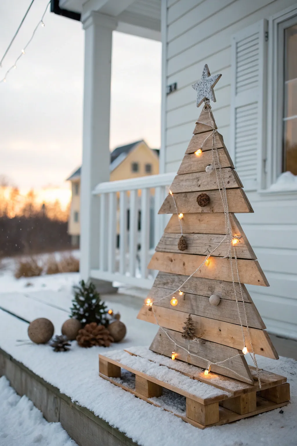 Elevate your holiday decor with a touch of rustic elegance: a wooden pallet Christmas tree that embodies the beauty of simplicity.
