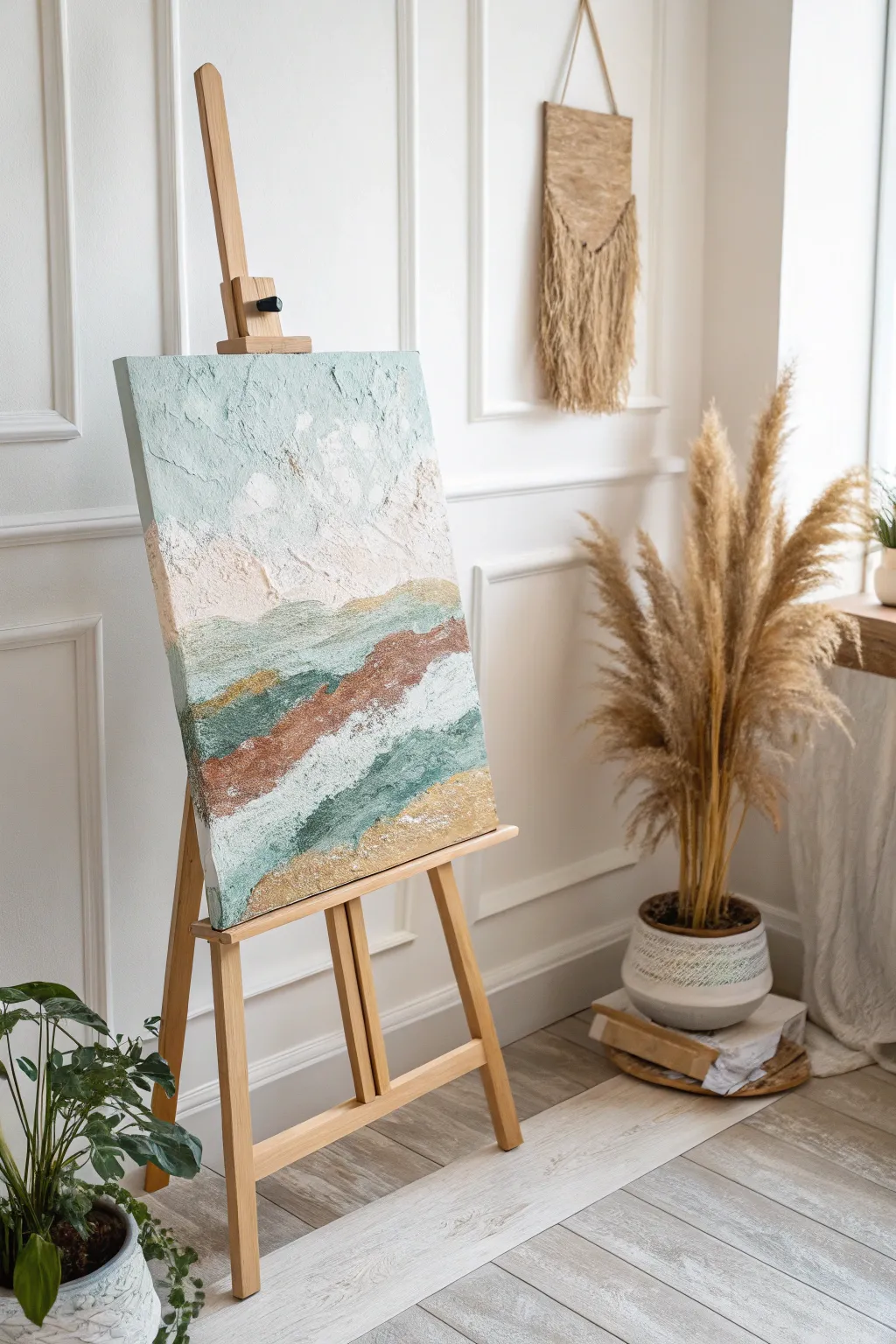 Discover the art of layered landscapes with this minimalist DIY canvas masterpiece.