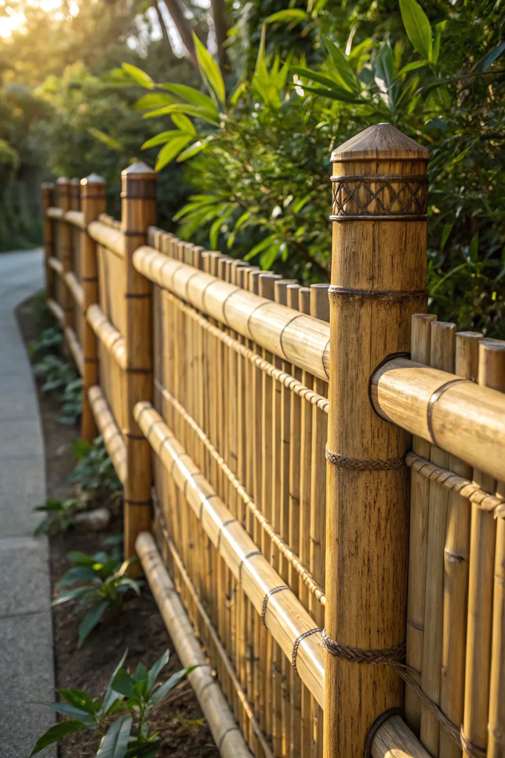 Elevate your outdoor space with an eco-friendly bamboo picket fence, where craftsmanship meets sustainability.