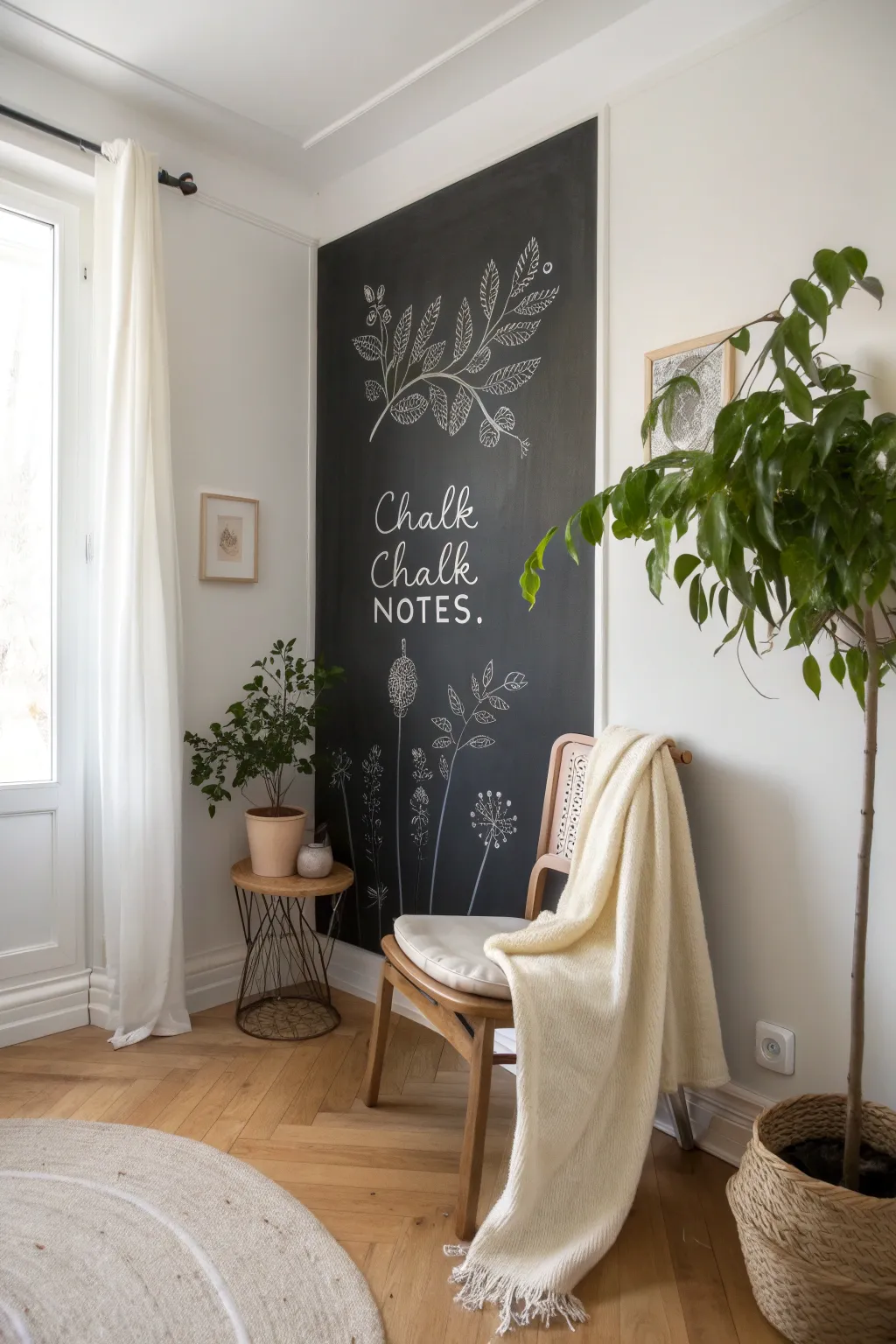 Endless creativity awaits with a chic chalkboard wall. Let your imagination flow!