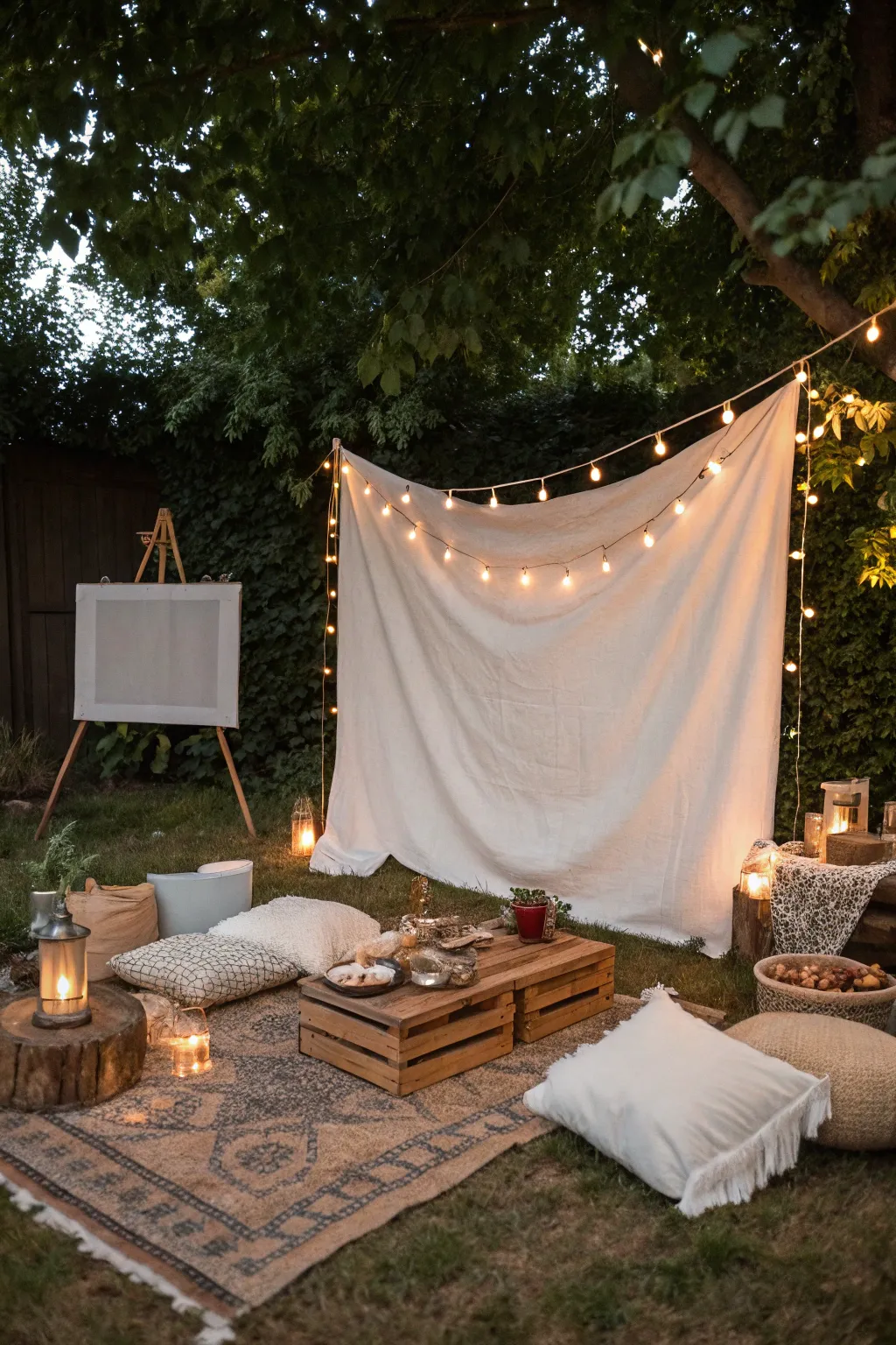 Transform your backyard into a dreamy outdoor cinema with a touch of boho elegance. ✨🎬 #OutdoorMovieMagic #ScandiBoho