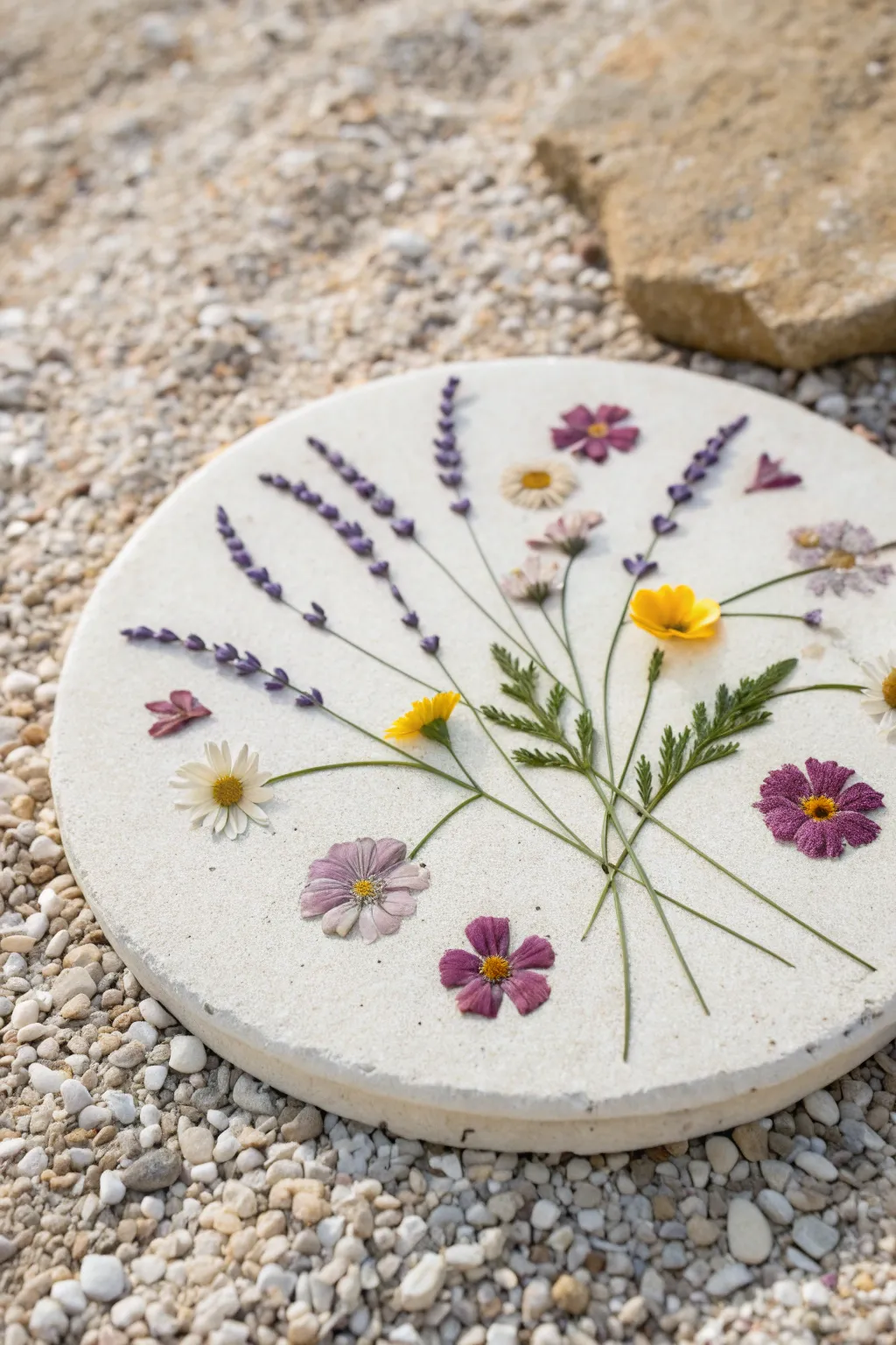 Transform your garden path with the elegance of pressed flower stepping stones. 🌼✨ #GardenArt #DIYBeauty