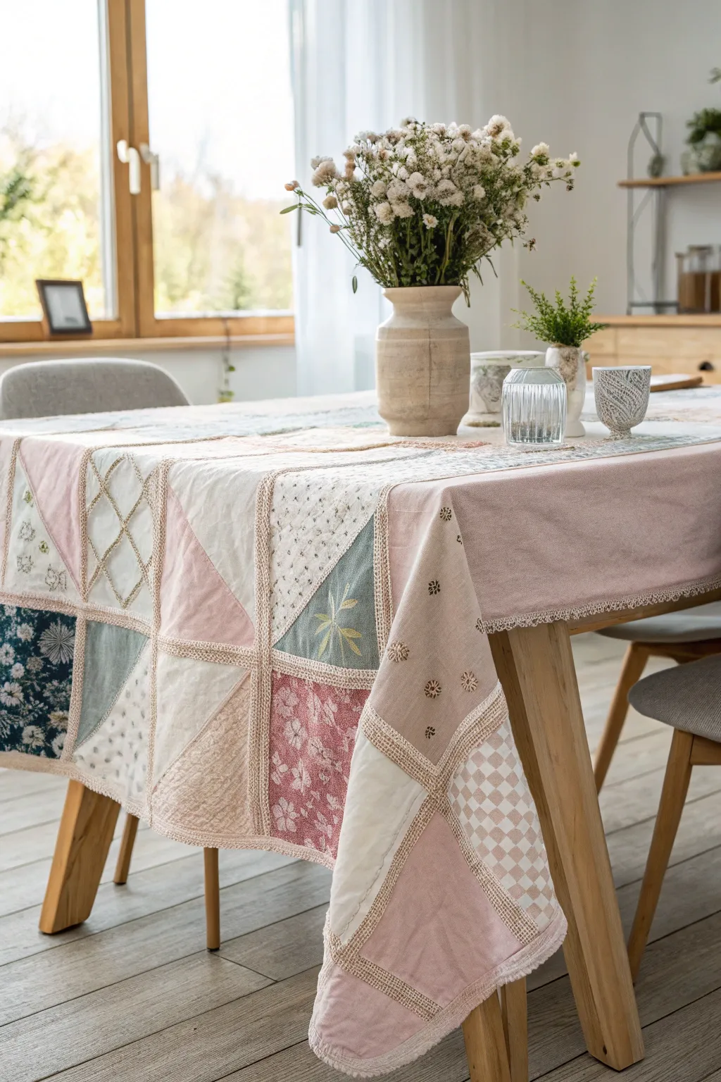 Transform your table with a touch of history and creativity using fabric remnants. Embrace simplicity and beauty with this unique DIY table cover idea.