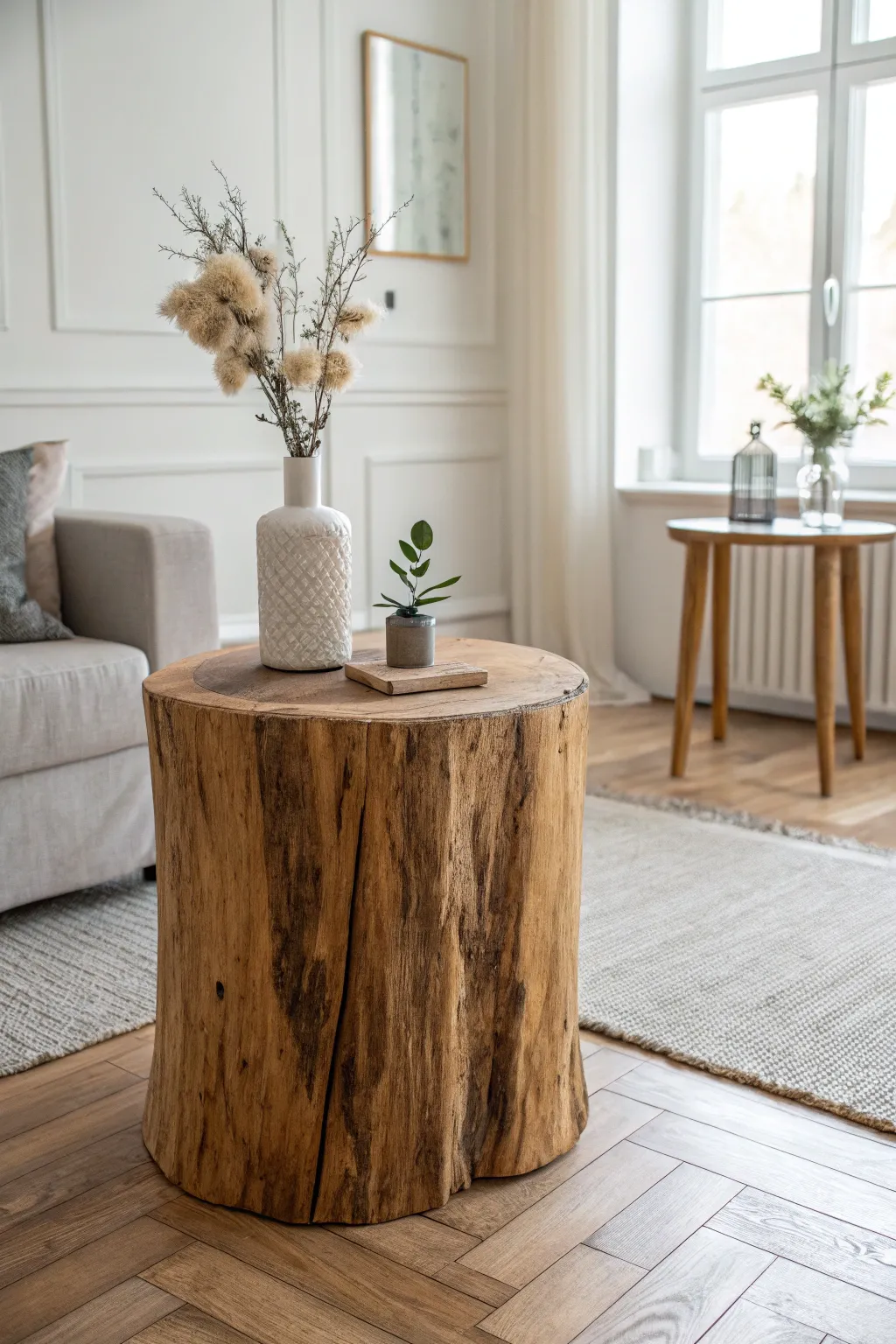 Embrace rustic elegance with a stunning tree stump table that brings nature into your home.