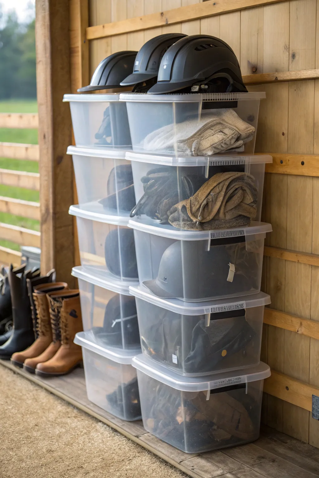 Transform chaos into order with clear plastic bins: a craftsman's touch to seasonal organization.