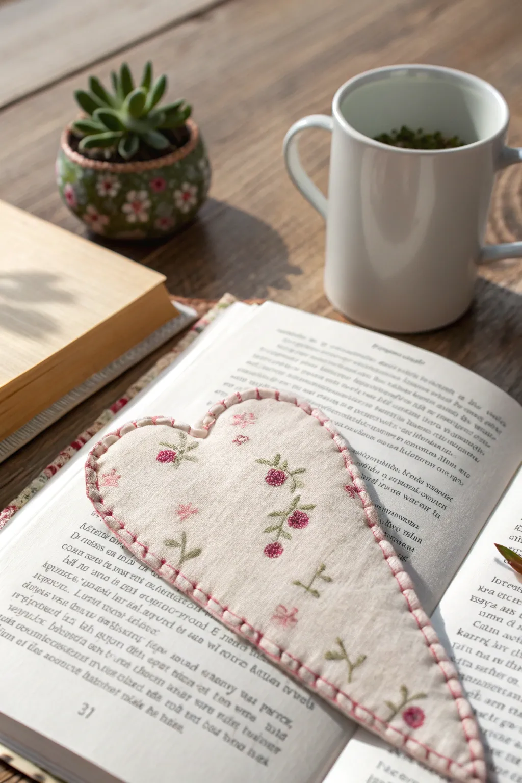 A touch of love in every page with this charming fabric heart bookmark.