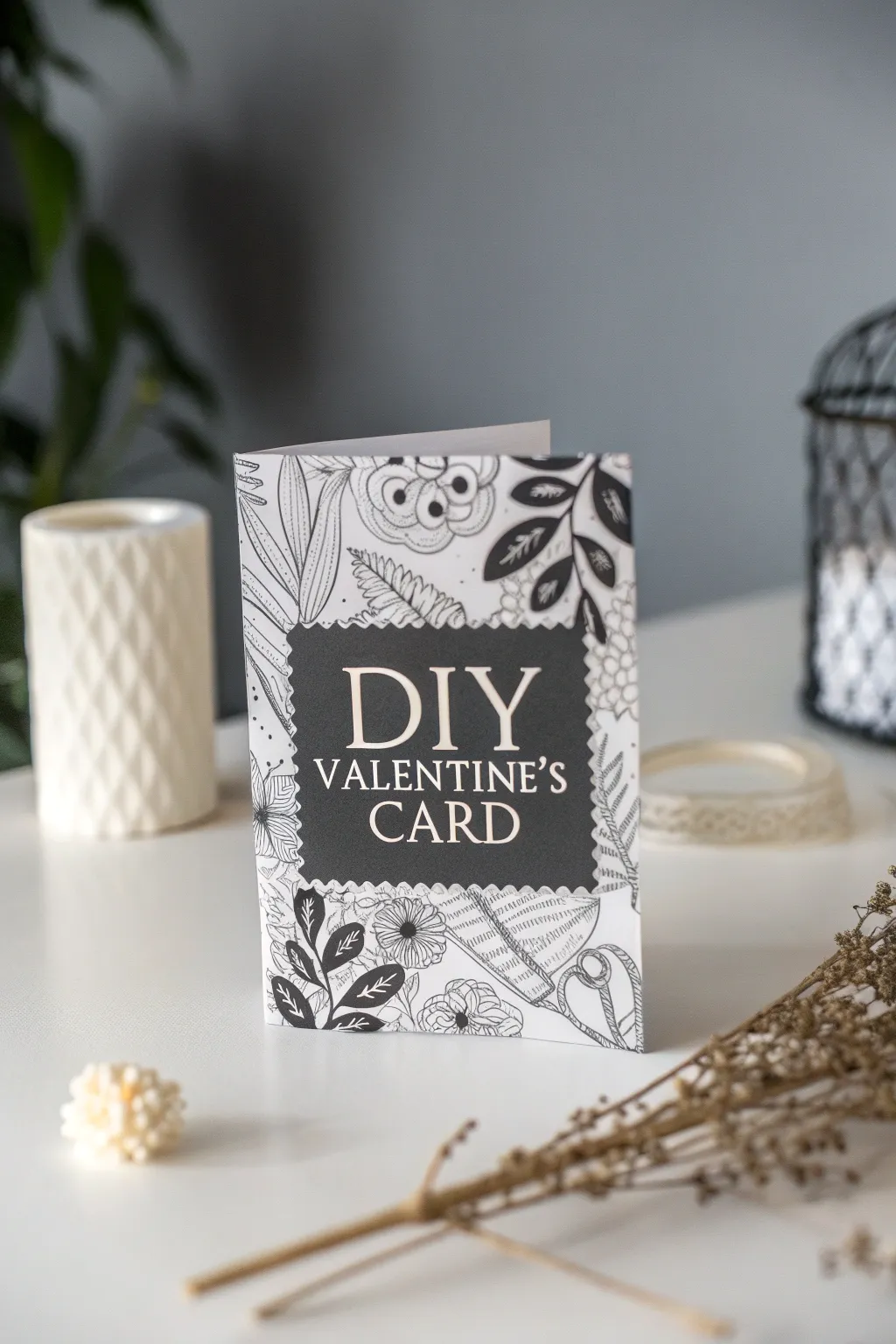 Elegant Monochrome: Craft the perfect Valentine's card with timeless black and white sophistication.