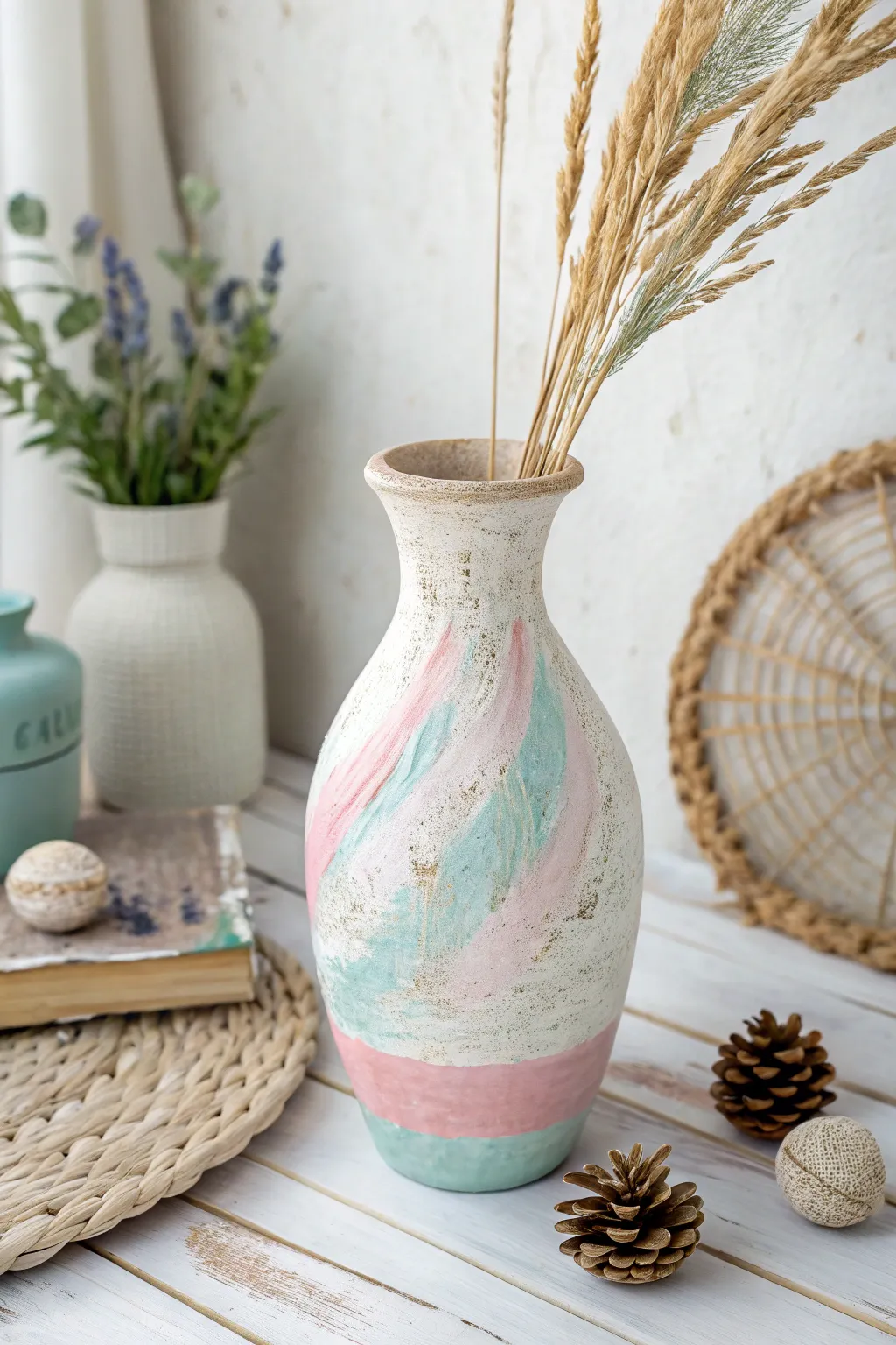 Embrace vintage charm with a touch of Scandinavian elegance through DIY chalk-painted vases.