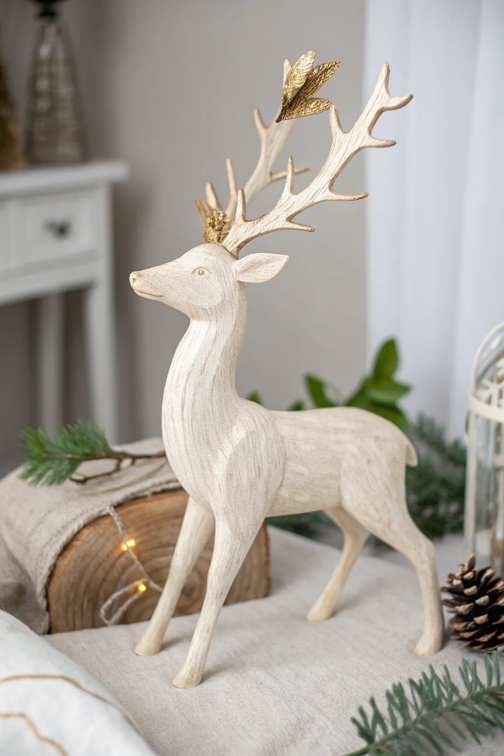 Embrace the woodland charm with this elegant deer figurine, a perfect blend of simplicity and boldness for your winter decor.