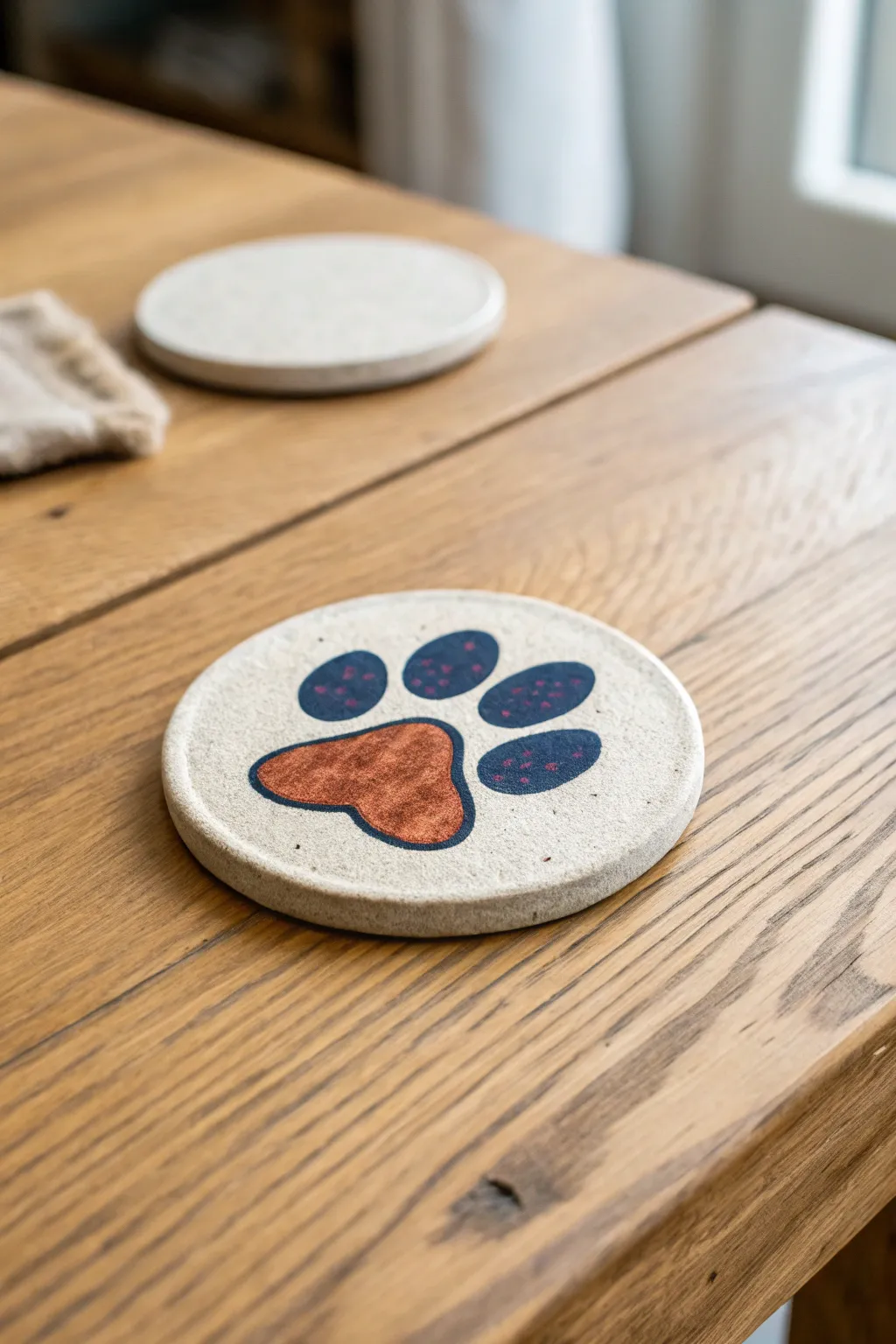 Add a touch of charm to your home with these unique paw print coasters – a perfect blend of simplicity and bold style!