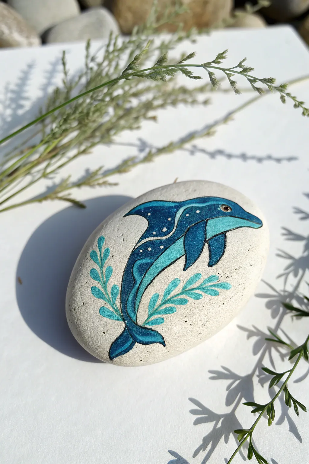 Let your imagination dive into ocean stories with beautifully crafted dolphin story stones.