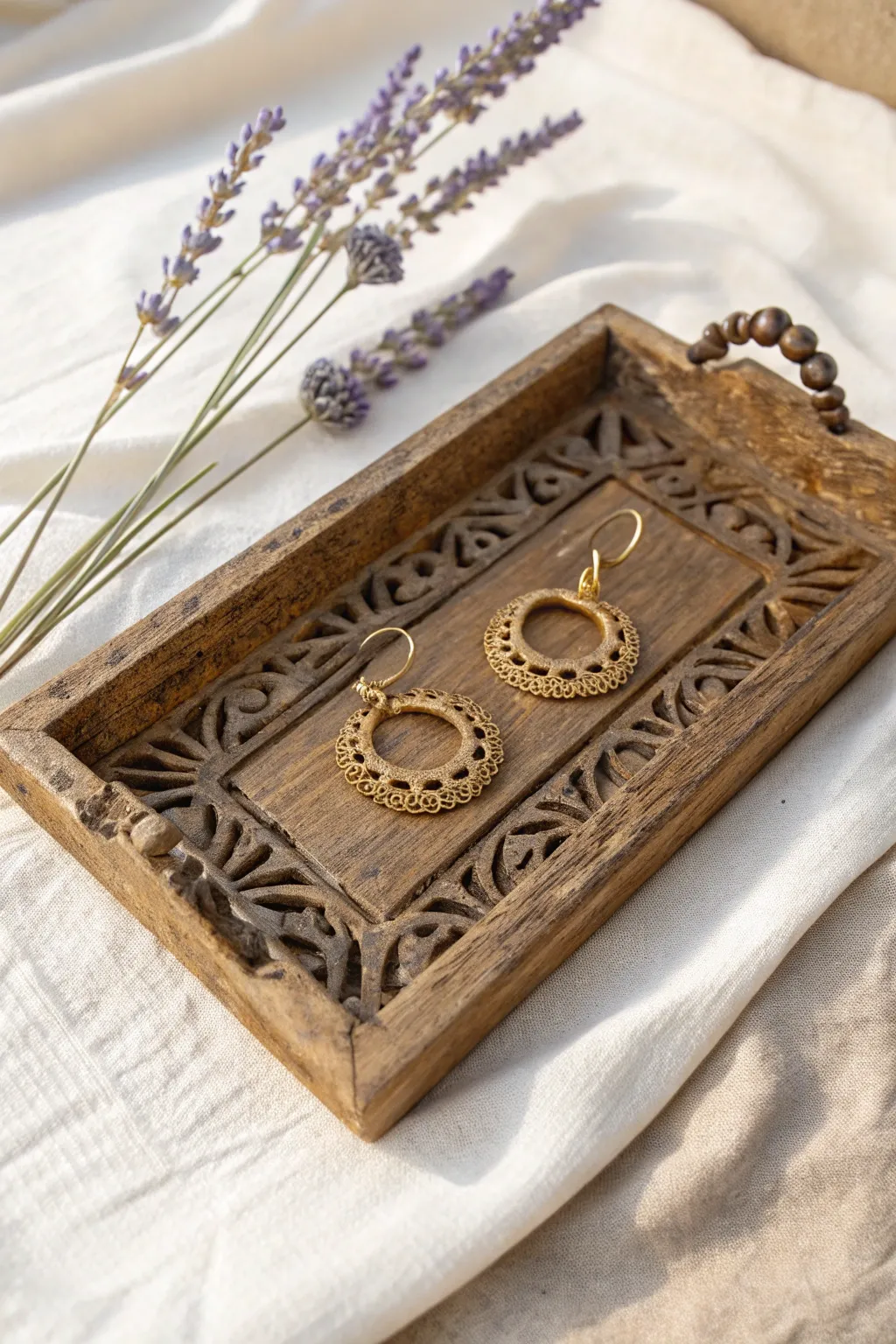 Embrace timeless elegance with vintage-inspired trays that cradle your cherished earrings in style.
