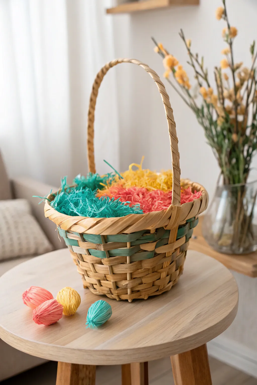 Elevate your Easter with eco-friendly elegance: vibrant paper grass for a sustainable celebration.
