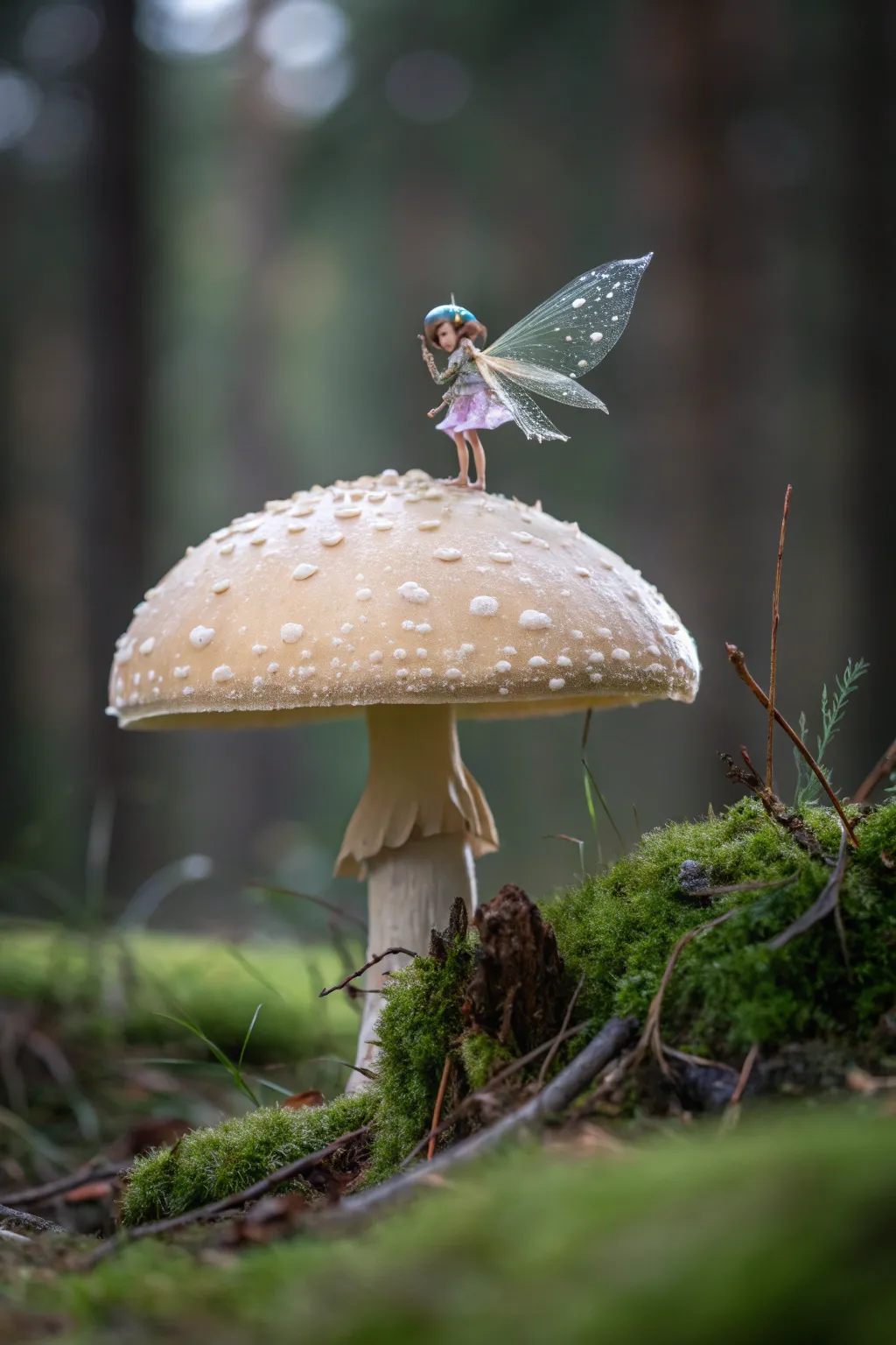 Step into a whimsical world with this enchanting fairy tale mushroom scene.