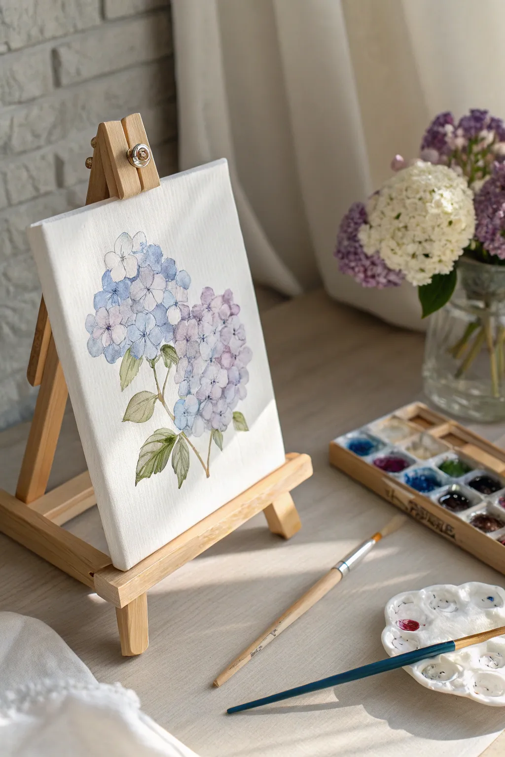 Discover the art of simplicity with these charming hydrangea clusters—perfect for your next creative escape. 🌿🎨
