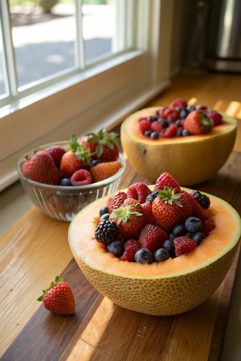 Cantaloupe cups that make for delightful individual servings.