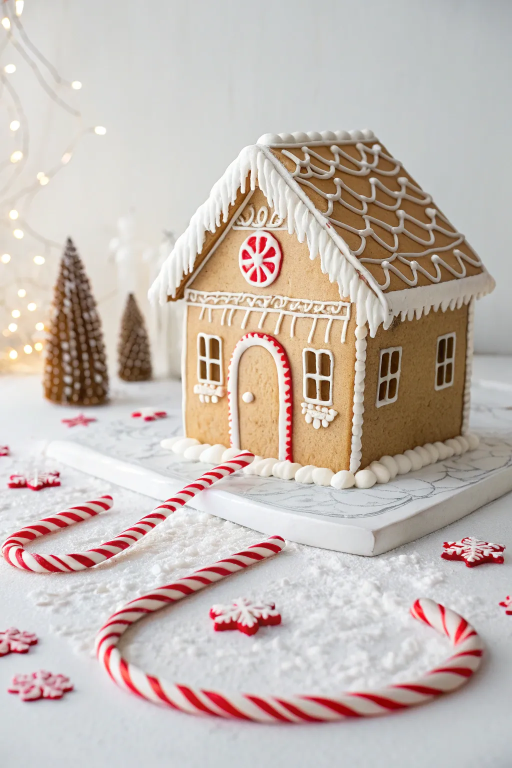 Step into Candy Cane Lane with this charming gingerbread house, where simplicity meets festive flair.