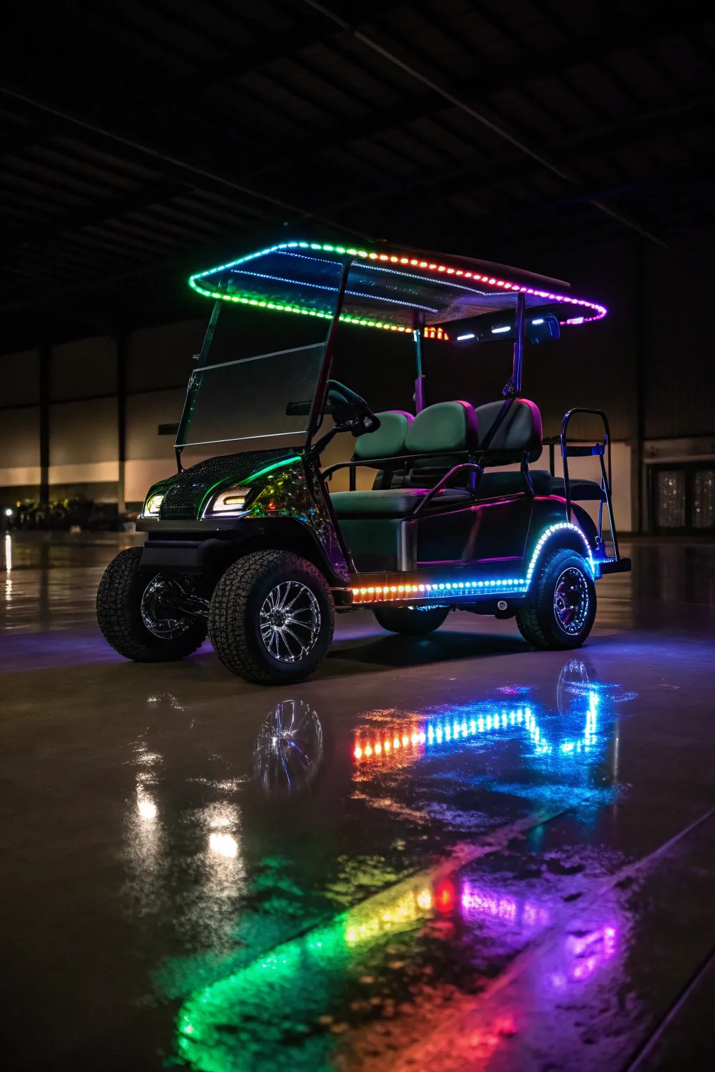 Illuminate your ride: Transform your golf cart with a stunning LED light display.