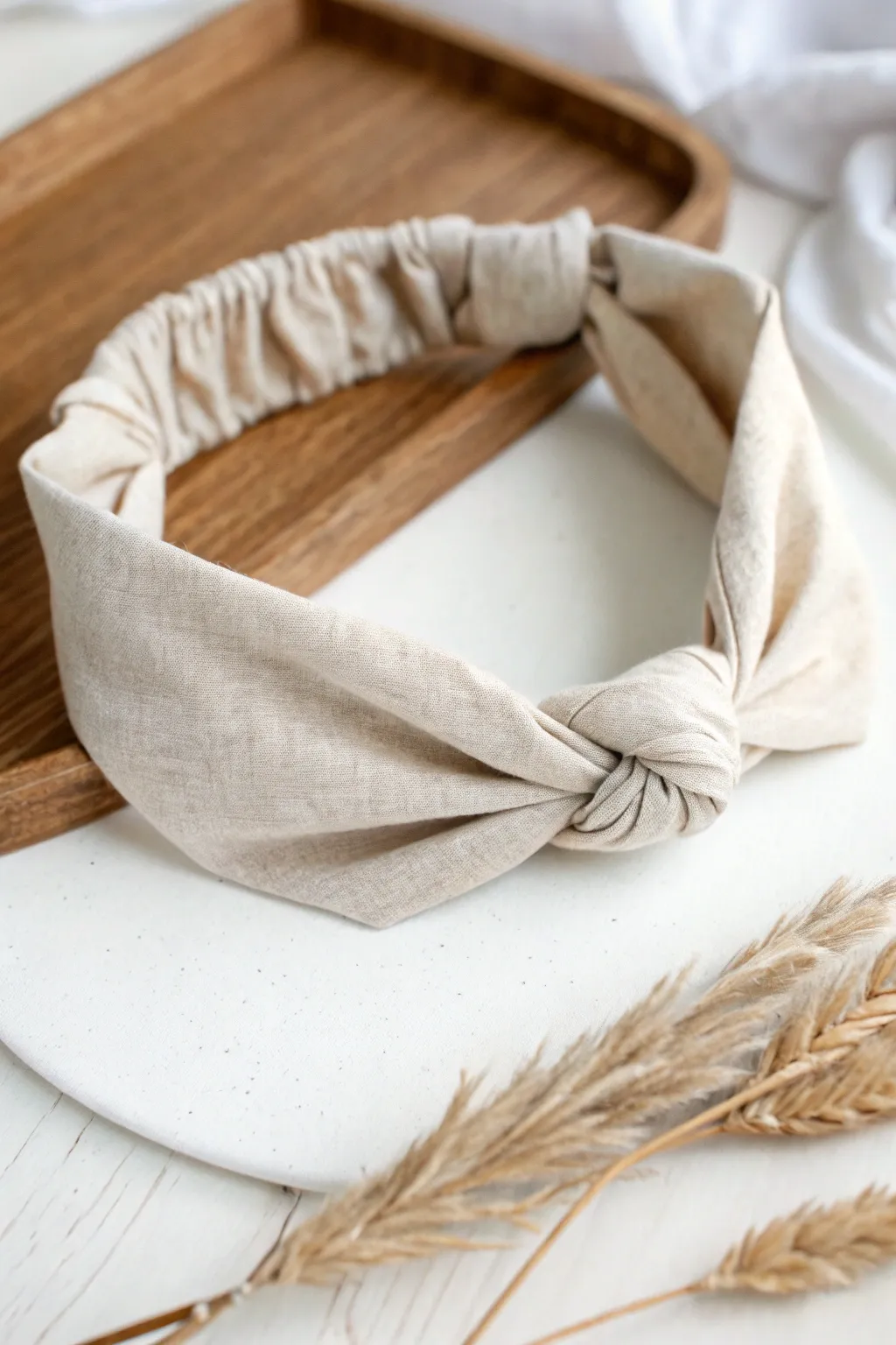 Elevate your style with this handmade linen headband, perfect for the minimalist at heart.