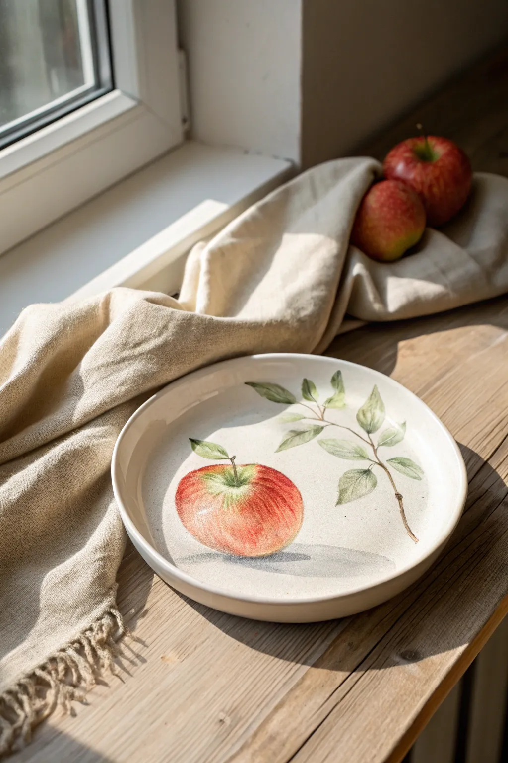 Embrace the art of simplicity with this delicate watercolor apple composition, perfect for adding a touch of natural beauty to your creative journey.