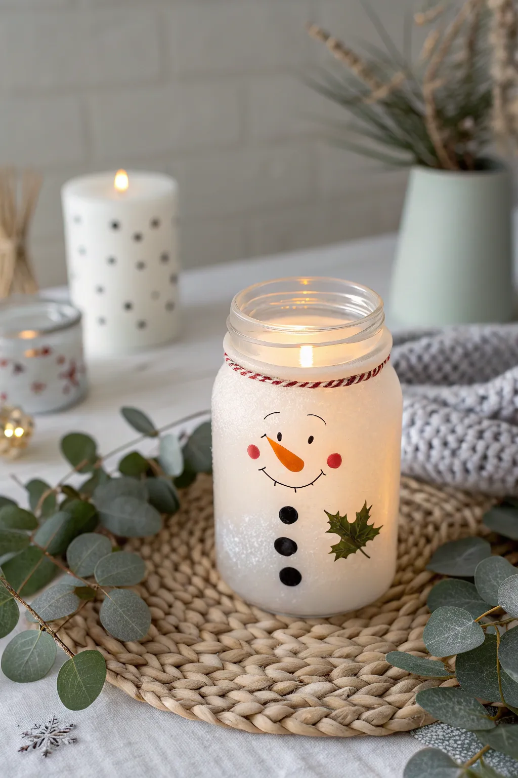 Illuminate your winter nights with a charming snowman luminary, where Scandinavian minimalism meets Boho warmth.
